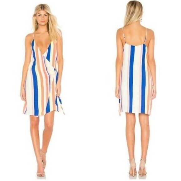 NWT Line + Dot Revolve Shopbop Rainbow Stripe Wrap Maxi Dress - Picture 2 of 6